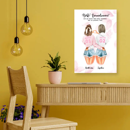 Bester Freund mit Herz Handzeichen Personalisiertes Geschenk - Leinwand
