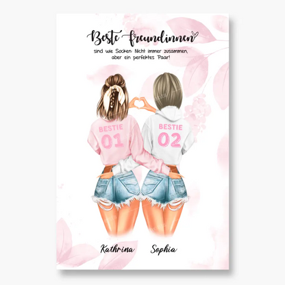 Bester Freund mit Herz Handzeichen Personalisiertes Geschenk - Leinwand