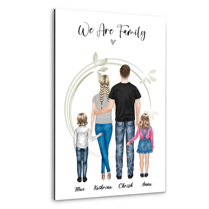 Ehepaar mit Tochter und Sohn - persönliches Wandbild - Alu-Dibond
