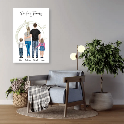 Ehepaar mit Tochter und Sohn - persönliches Wandbild - Alu-Dibond