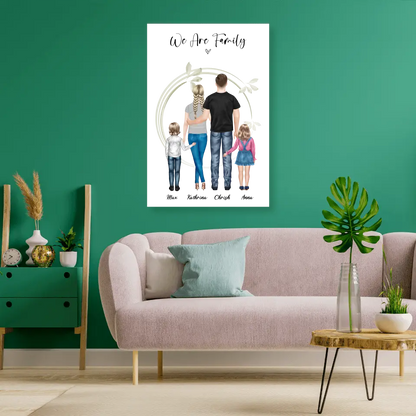 Ehepaar mit Tochter und Sohn - persönliches Wandbild - Alu-Dibond