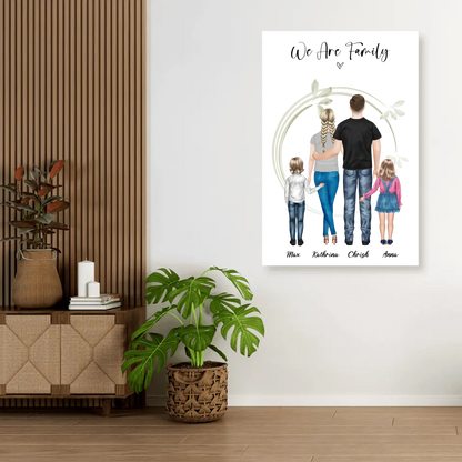 Ehepaar mit Tochter und Sohn - persönliches Wandbild - Alu-Dibond
