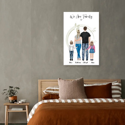 Ehepaar mit Tochter und Sohn - persönliches Wandbild - Alu-Dibond