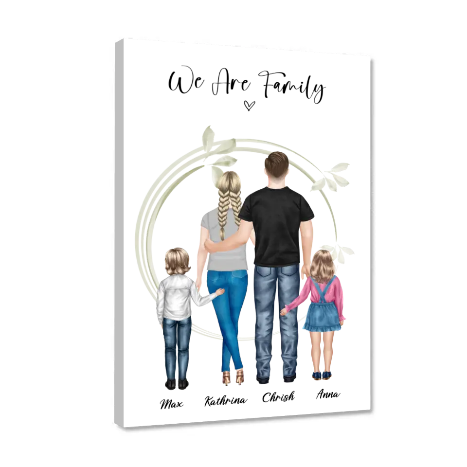 Ehepaar mit Tochter und Sohn - persönliches Wandbild - Alu-Dibond