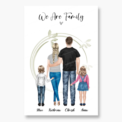 Ehepaar mit Tochter und Sohn - persönliches Wandbild - Alu-Dibond