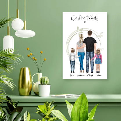 Ehepaar mit Tochter und Sohn - persönliches Wandbild - Alu-Dibond