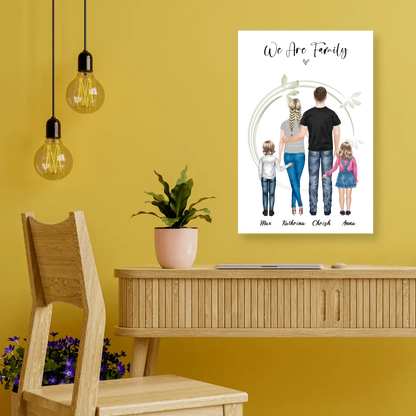 Ehepaar mit Tochter und Sohn - persönliches Wandbild - Alu-Dibond
