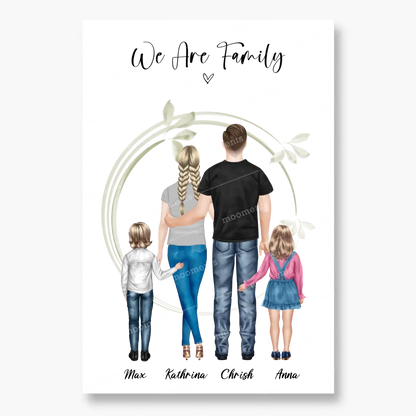 Ehepaar mit Tochter und Sohn - persönliches Wandbild - Alu-Dibond
