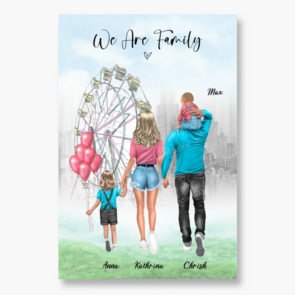 Familie auf dem Rummel - Alu-Dibond