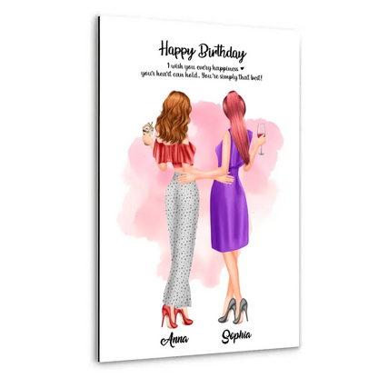 2 Freundinnen personalisiertes Partygeschenk - Alu-Dibond