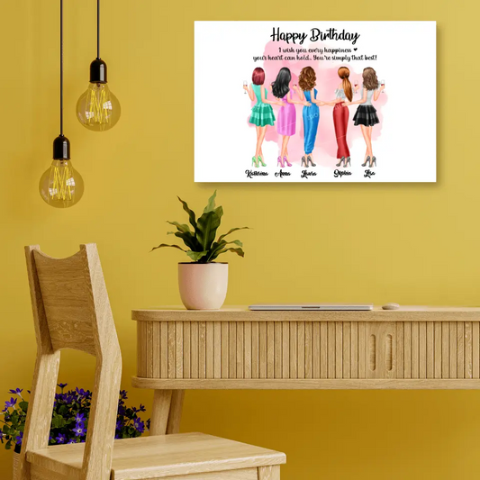 5 Freundinnen Bild Geschenk personalisiert - Poster