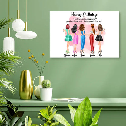 5 Freundinnen Bild Geschenk personalisiert - Poster