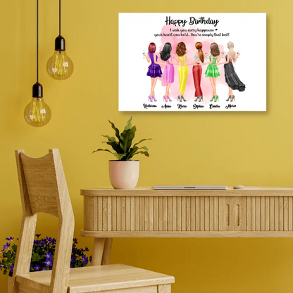 6 Freundinnen Bild Geschenk personalisiert - Alu-Dibond