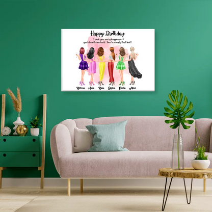 6 Freundinnen Bild Geschenk personalisiert - Alu-Dibond