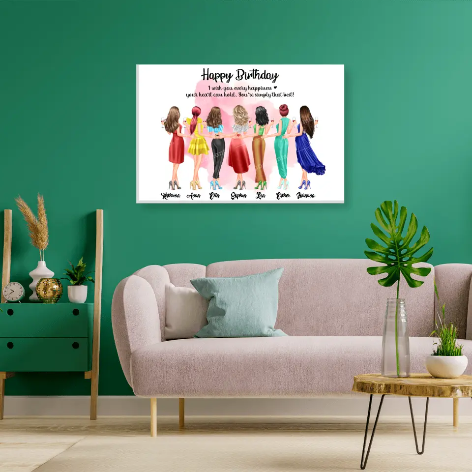 7 Freundinnen Bild Geschenk personalisiert - Poster