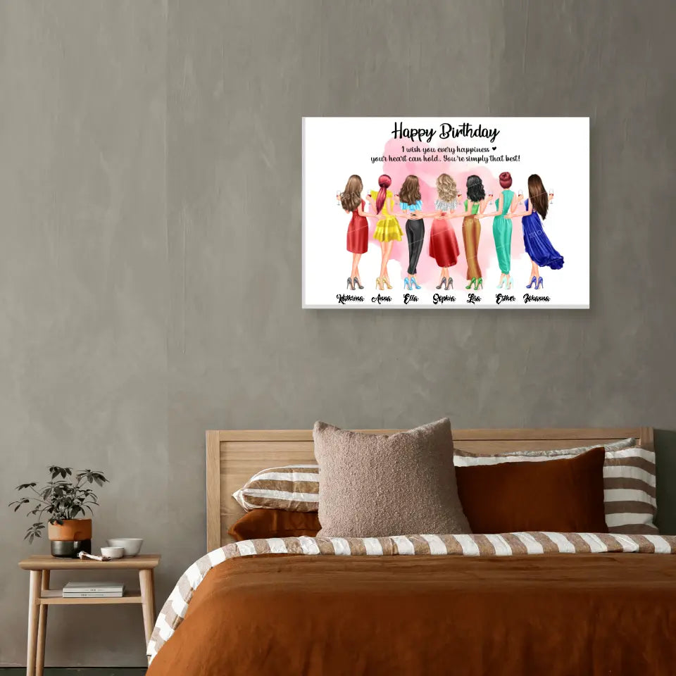 7 Freundinnen Bild Geschenk personalisiert - Poster