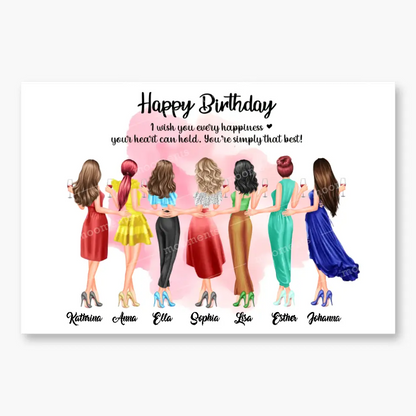 7 Freundinnen Bild Geschenk personalisiert - Poster