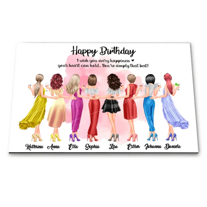 8 Freundinnen Bild Geschenk personalisiert - Poster