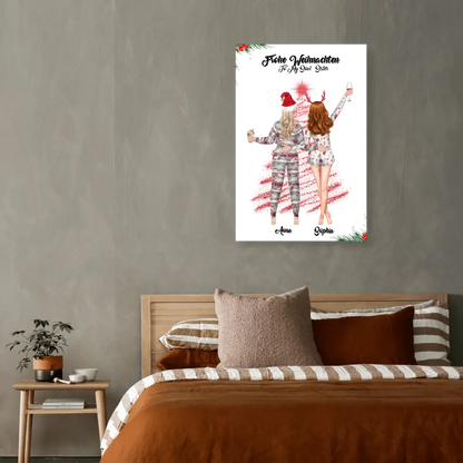 Weihnachtsfeier 2 Freundinnen Personalisiertes Geschenk - Leinwand