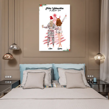 Weihnachtsfeier 2 Freundinnen Personalisiertes Geschenk - Leinwand