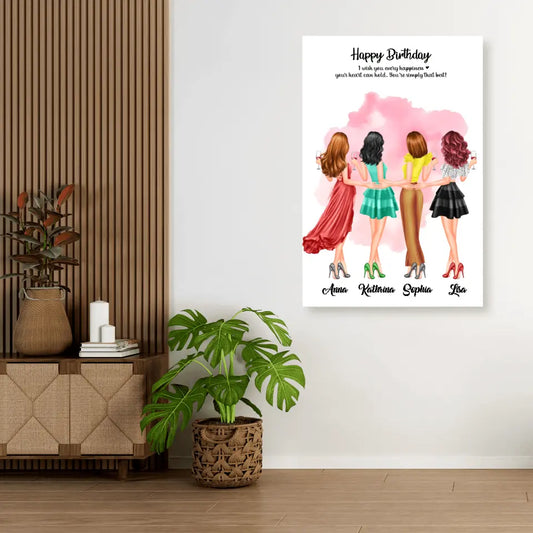 4 Freundinnen Bild Geschenk personalisiert - Poster