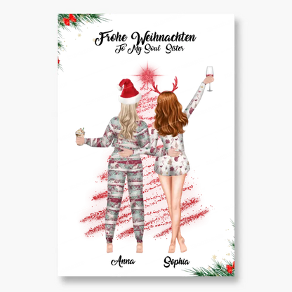 Weihnachtsfeier 2 Freundinnen Personalisiertes Geschenk - Leinwand