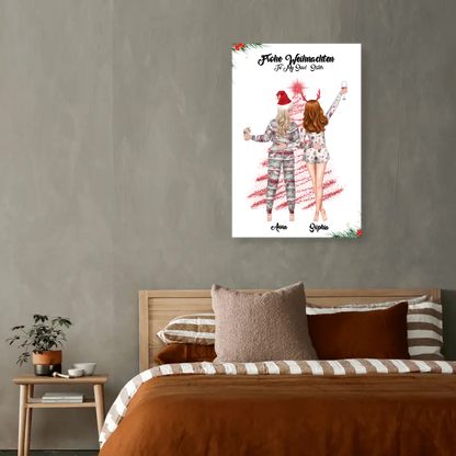Weihnachtsfeier 2 Freundinnen Personalisiertes Geschenk - Alu-Dibond