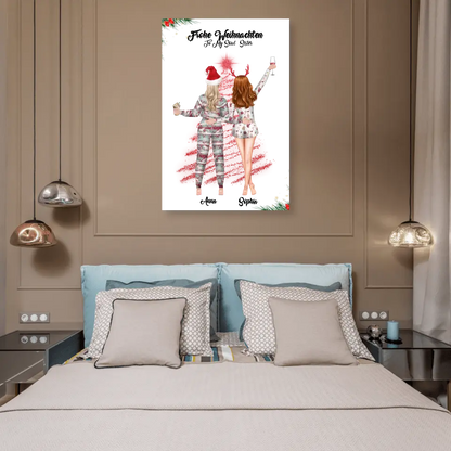 Weihnachtsfeier 2 Freundinnen Personalisiertes Geschenk - Alu-Dibond
