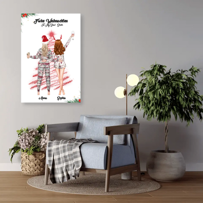 Weihnachtsfeier 2 Freundinnen Personalisiertes Geschenk - Alu-Dibond