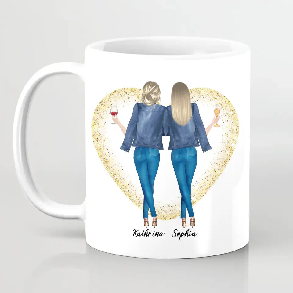 2 Freundinnen - individuelles Geschenk - Herz Tassen