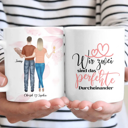 Personalisiertes Geschenk Ehepaar mit neugeborenem Baby - Herz Tassen