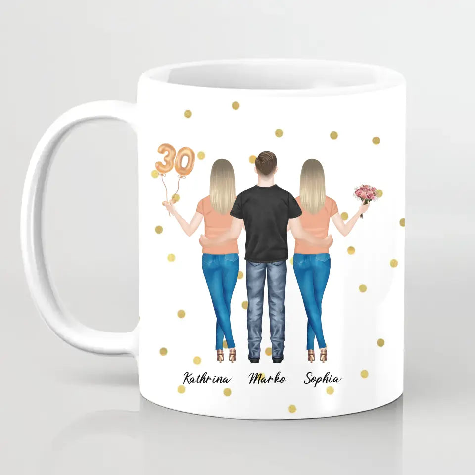 3 Freundinnen - Personalisiertes Geburtstagsgeschenk - Tassen