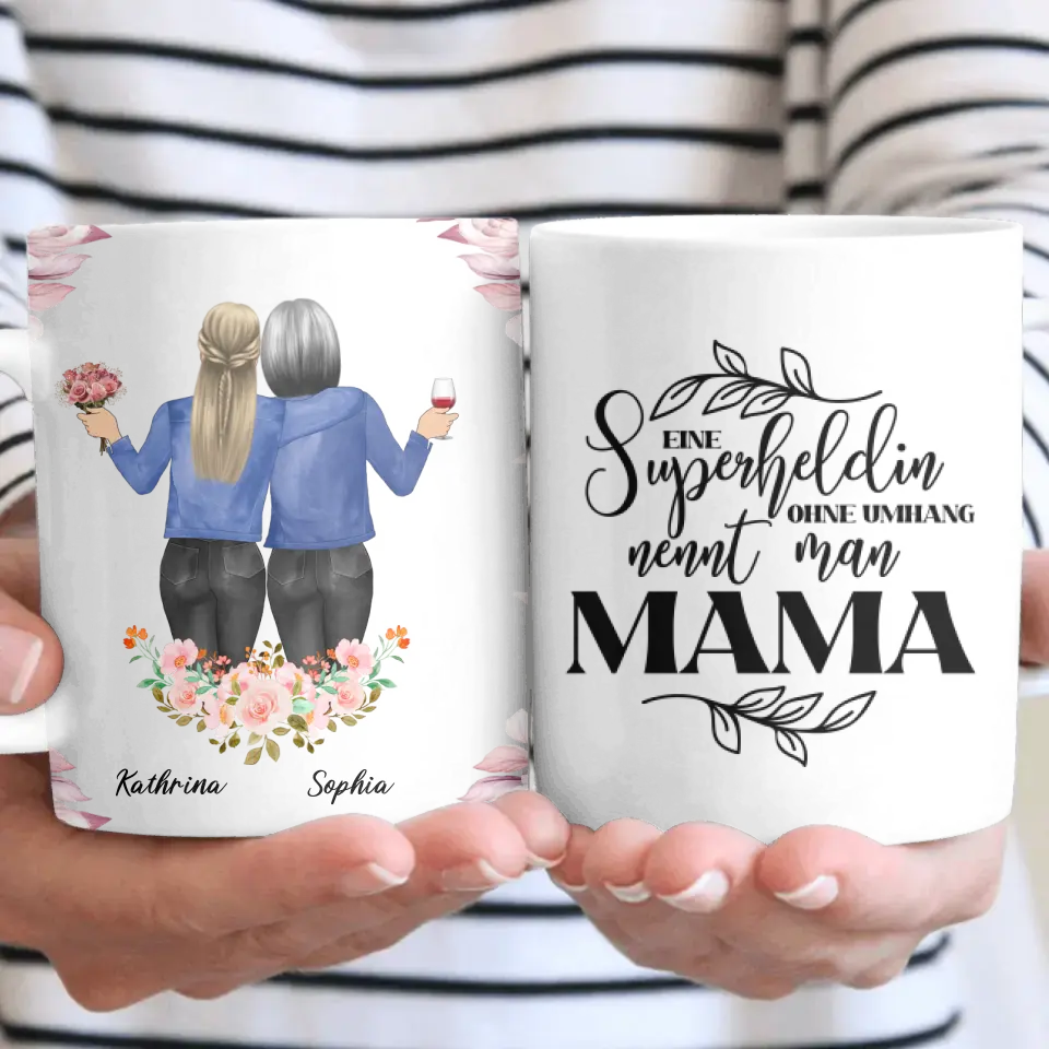 Personalisiertes Geschenk für Mama Floral - Herz Tassen