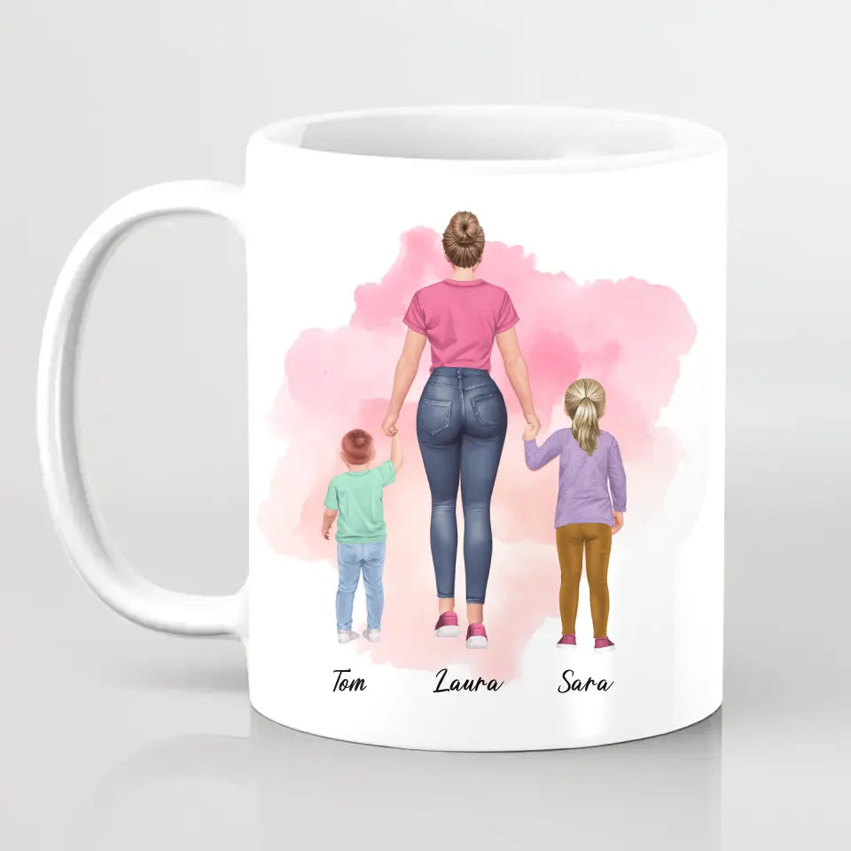 Mutter mit zwei Kindern - personalisiertes Geschenk - Tassen