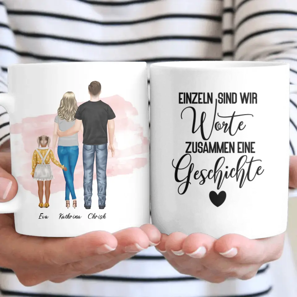 Ehepaar mit Tochter - persönliches Wandbild - Tassen