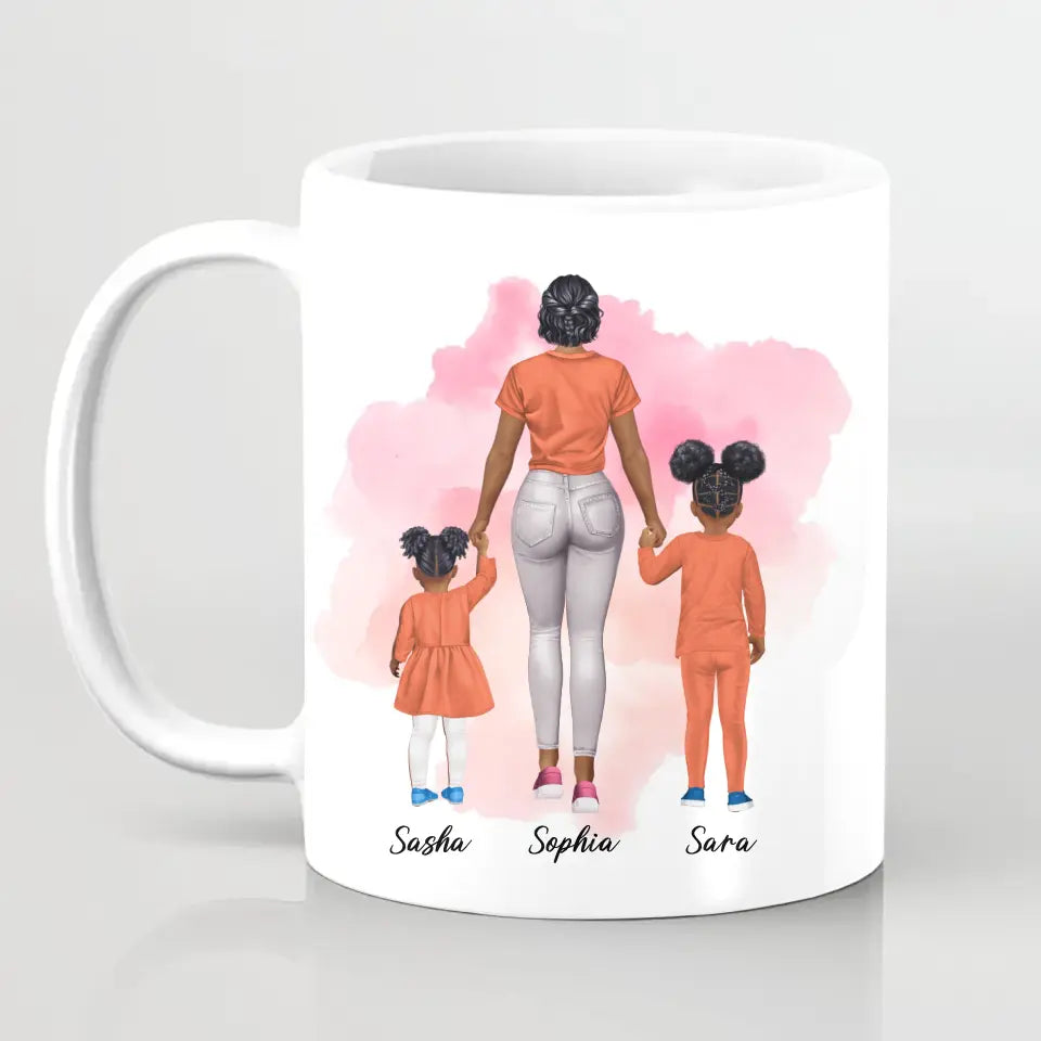 Mutter mit zwei Mädchen - personalisiertes Geschenk - Tassen