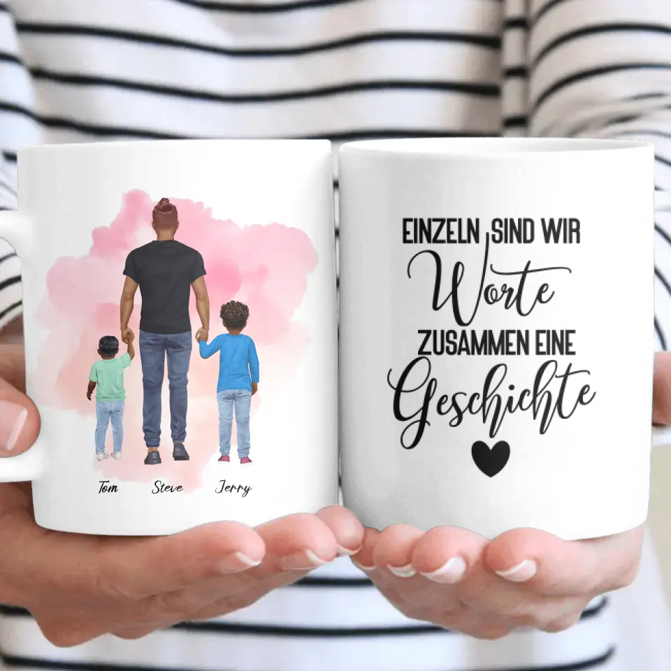 Vater mit zwei Söhnen - personalisiertes Geschenk - Tassen