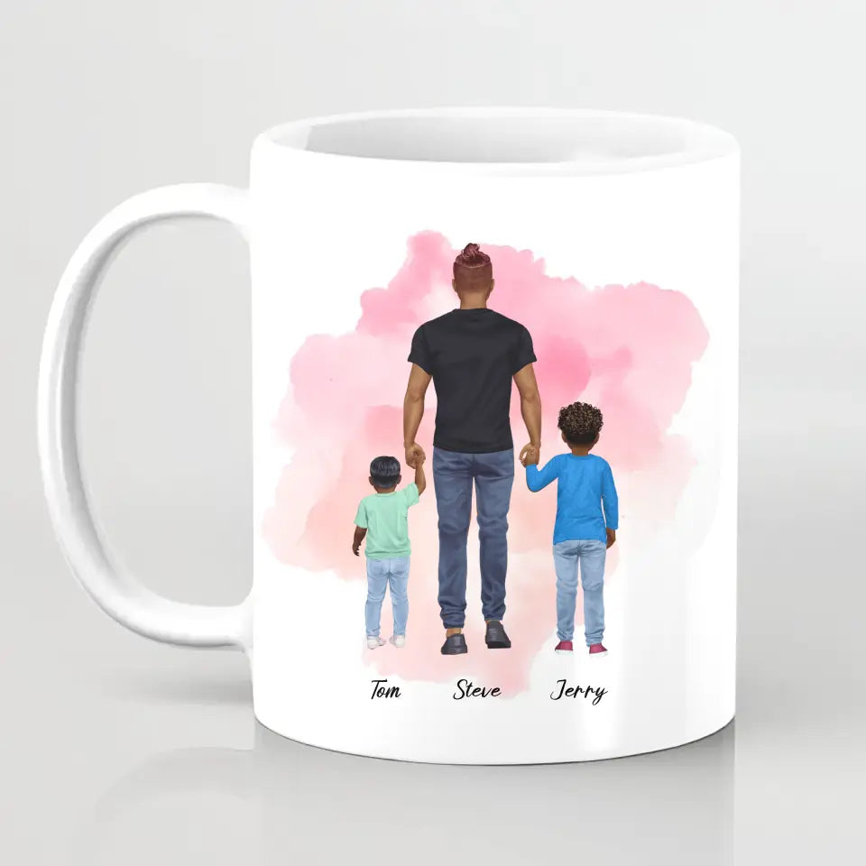 Vater mit zwei Söhnen - personalisiertes Geschenk - Herz Tassen