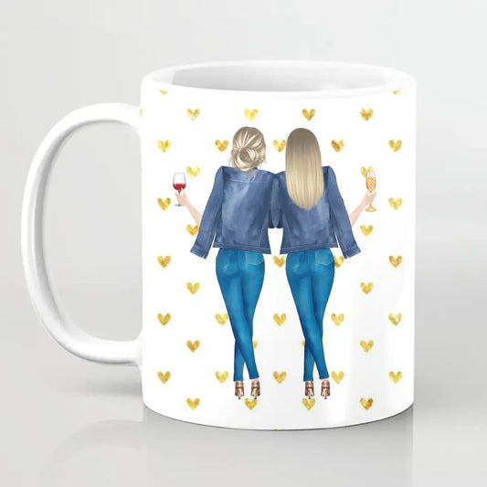 2 Freundinnen mit geblümten Buchstaben - individuelles Geschenk - Tassen