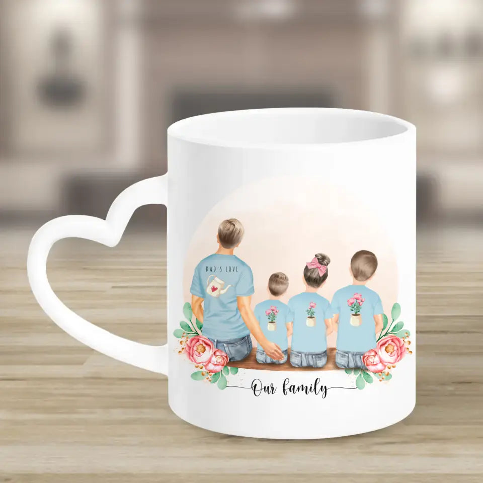 Vater mit drei Kindern - Personalisiertes Geschenk - Tassen