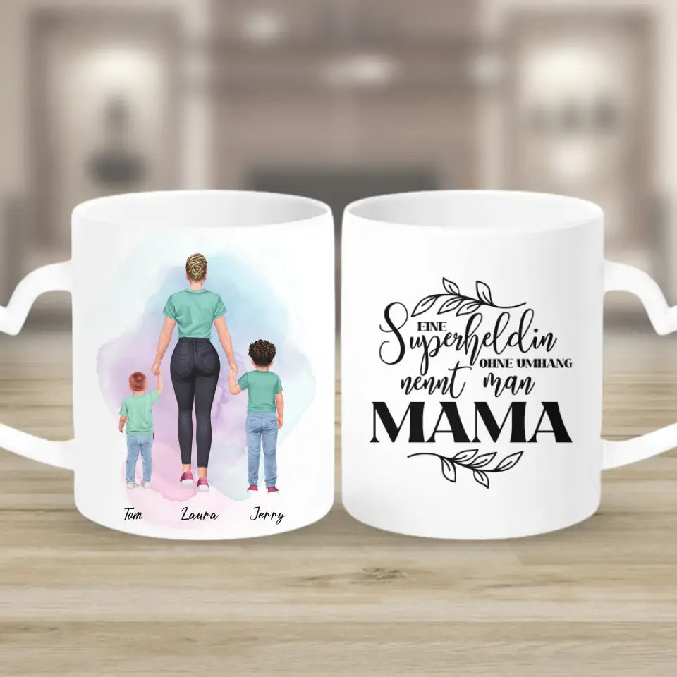 Mutter mit zwei Söhnen - personalisiertes Geschenk - Tassen