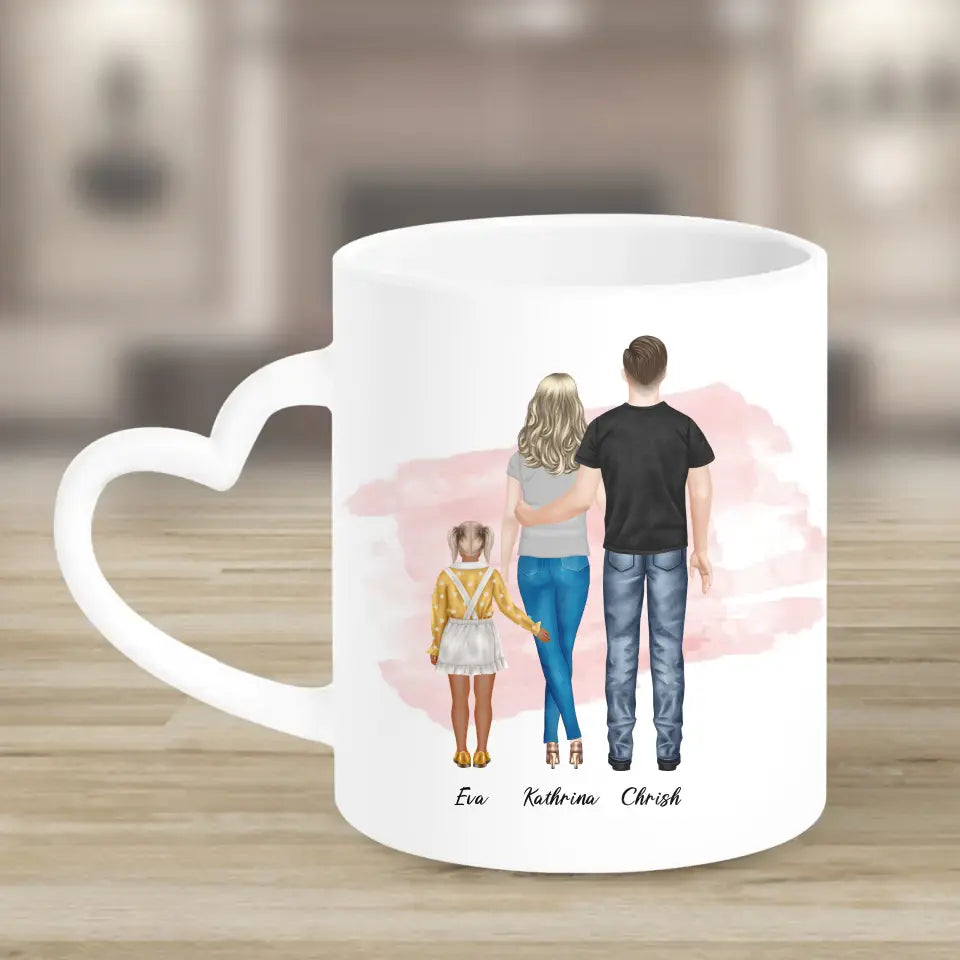 Ehepaar mit Tochter - persönliches Wandbild - Tassen