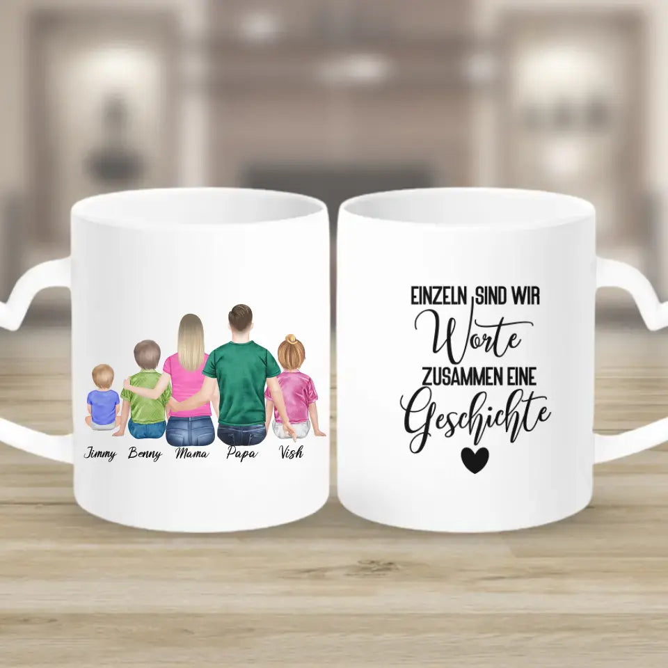 Deine Familie - Personalisiertes Geschenk - Herz Tassen