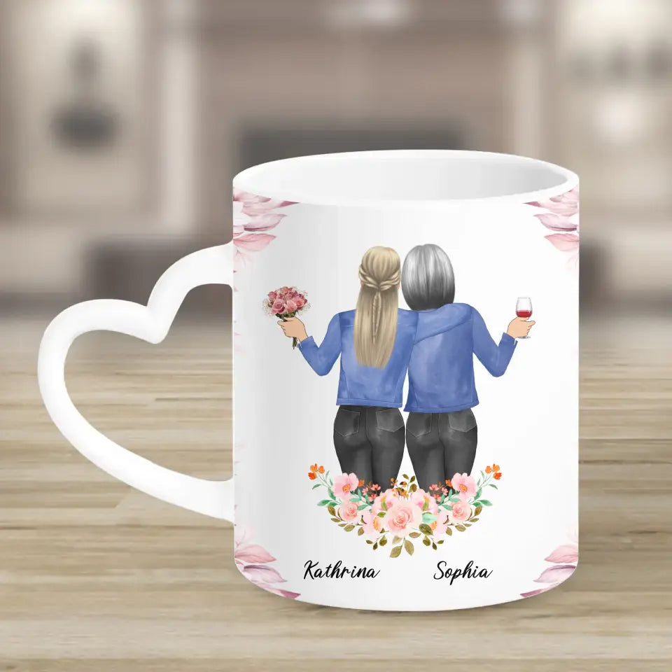 Personalisiertes Geschenk für Mama Floral - Herz Tassen
