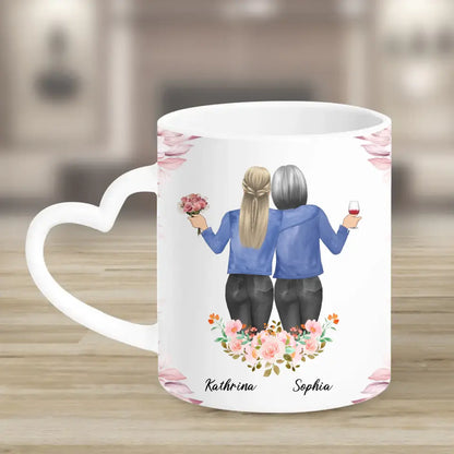 Personalisiertes Geschenk für Mama Floral - Herz Tassen