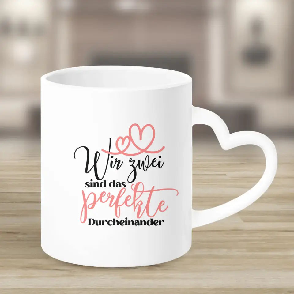 Personalisiertes Geschenk Ehepaar mit neugeborenem Baby - Herz Tassen