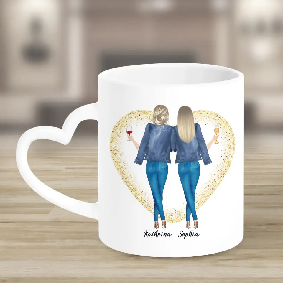 2 Freundinnen - individuelles Geschenk - Herz Tassen