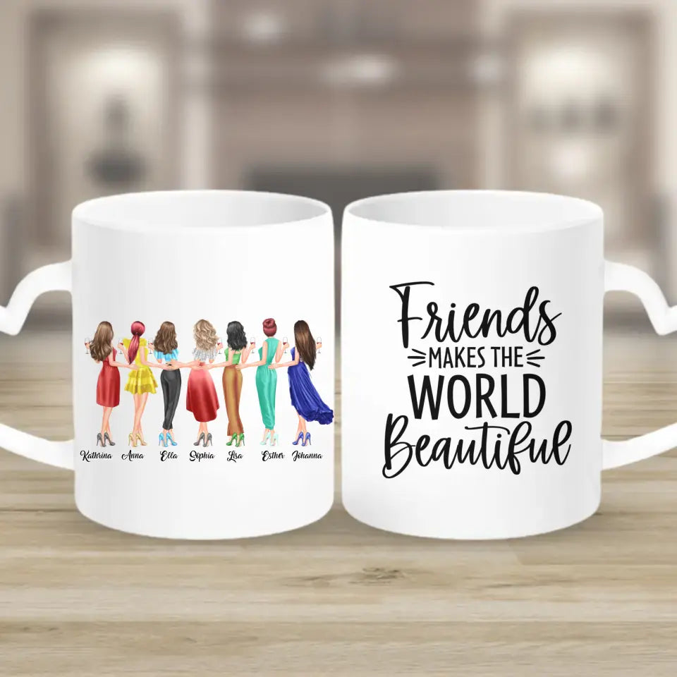 7 Freundinnen personalisiertes Partygeschenk - Tassen
