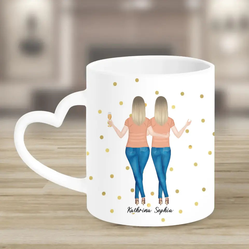 2 Freundinnen - Personalisiertes Geburtstagsgeschenk - Tassen