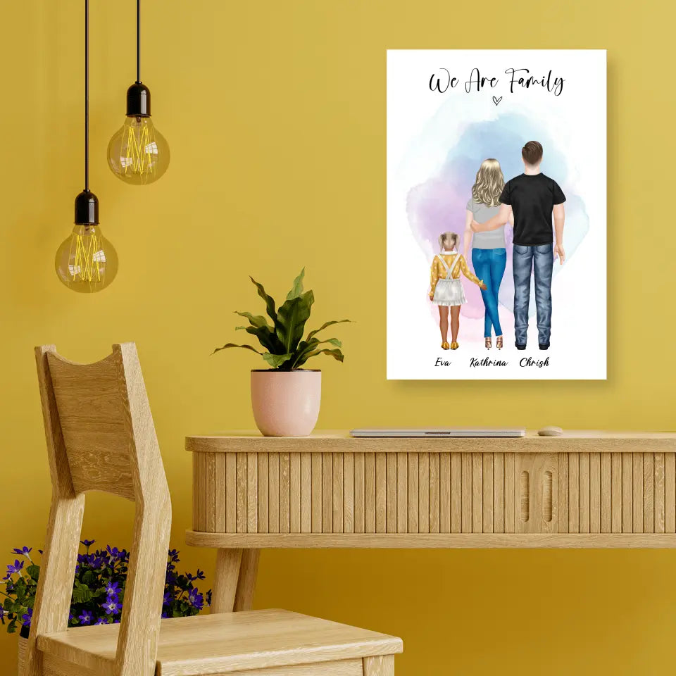 Ehepaar mit Tochter - persönliches Wandbild - Poster